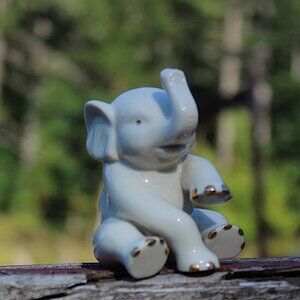 Lenox Baby Porcelain Elephant Figurine with 24k Gold Details